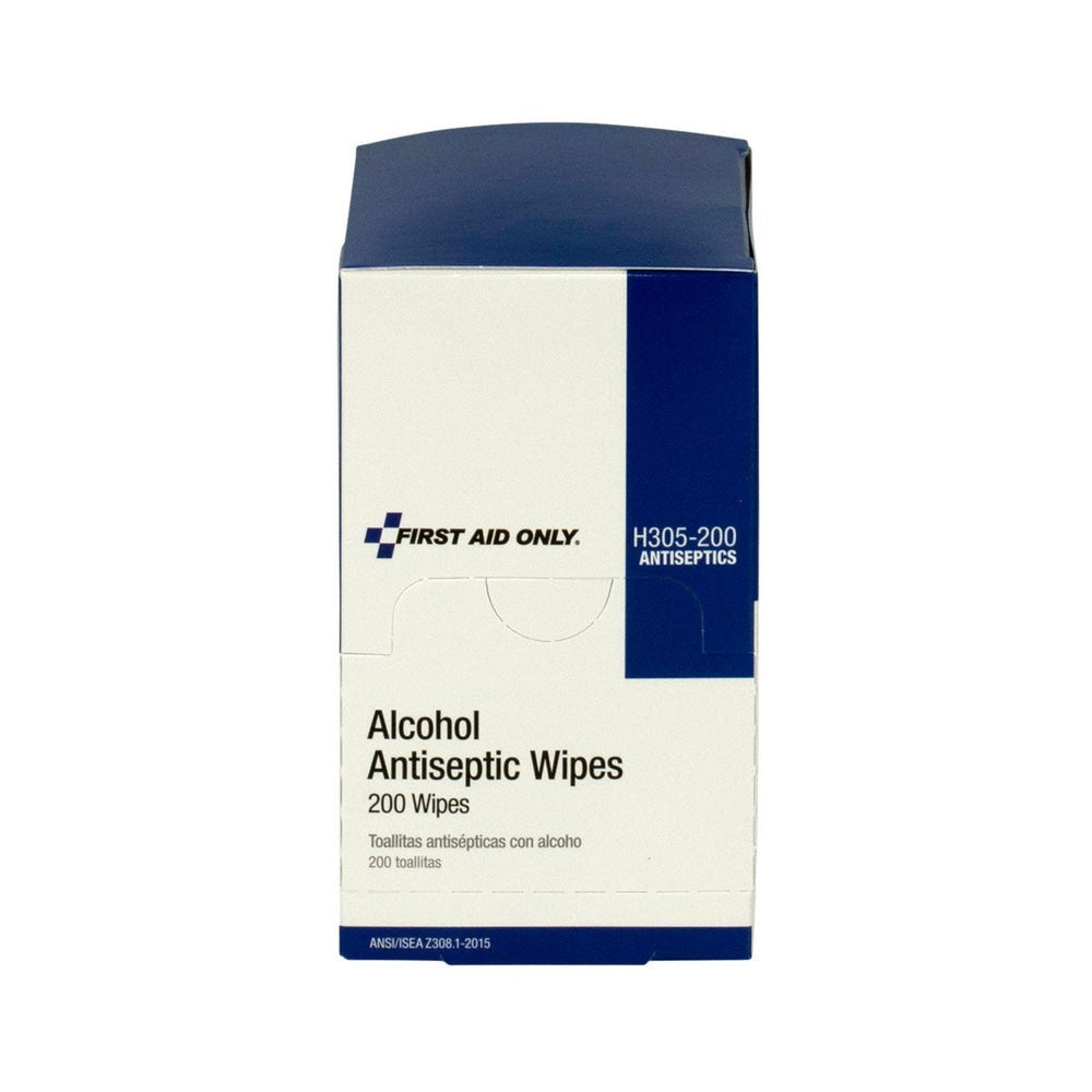 First Aid Only Alcohol Wipes, 200 per Box, Case of 12