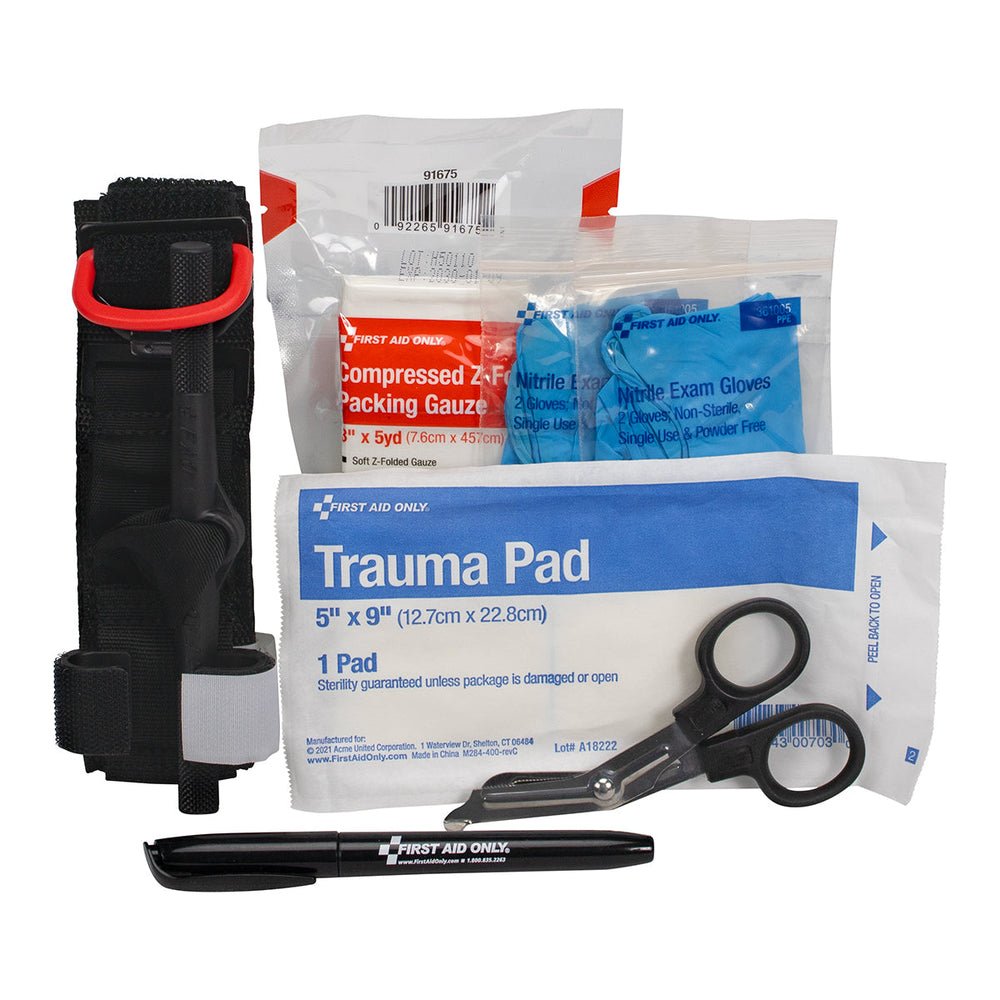 First Aid Only Bleeding Control Kit for Florida State Regulation HB1357 and HB5001, Fabric Pouch