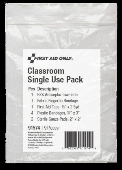 First Aid Only Classroom Single Use Pack Refill (Case of 25)