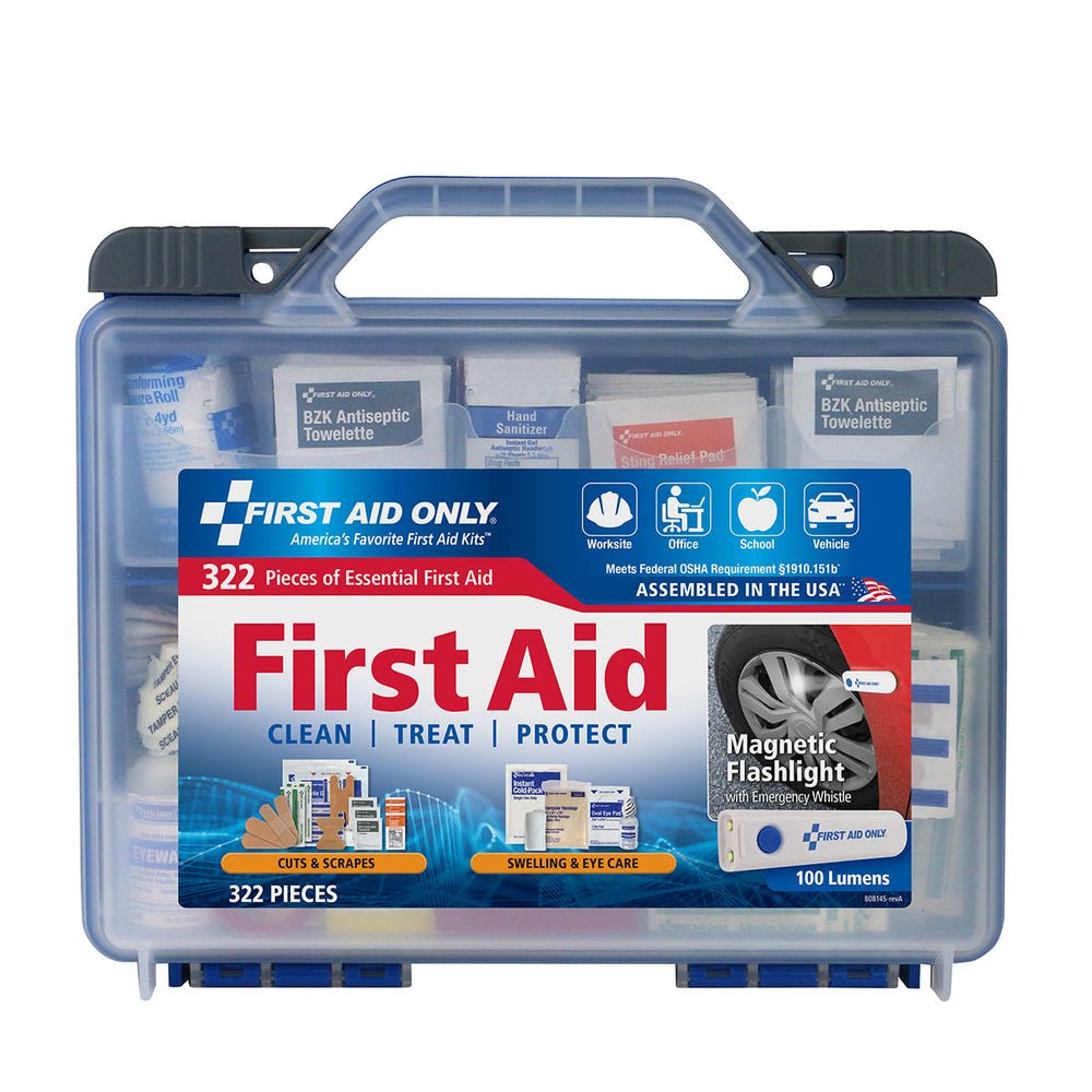 First Aid Only Clear Cover Intermediate First Aid Kit, 322 pieces with Safety Lite