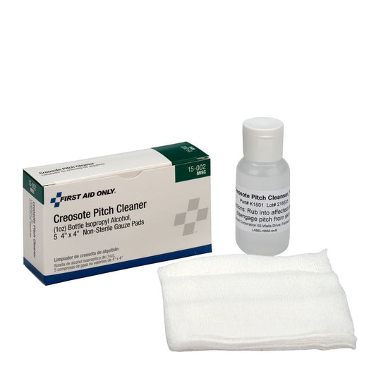First Aid Only Creosote Pitch Cleanser, 1 oz. Bottle, 5 Pads