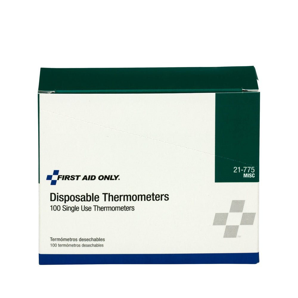 First Aid Only Disposable Thermometers, 100 Per Box
