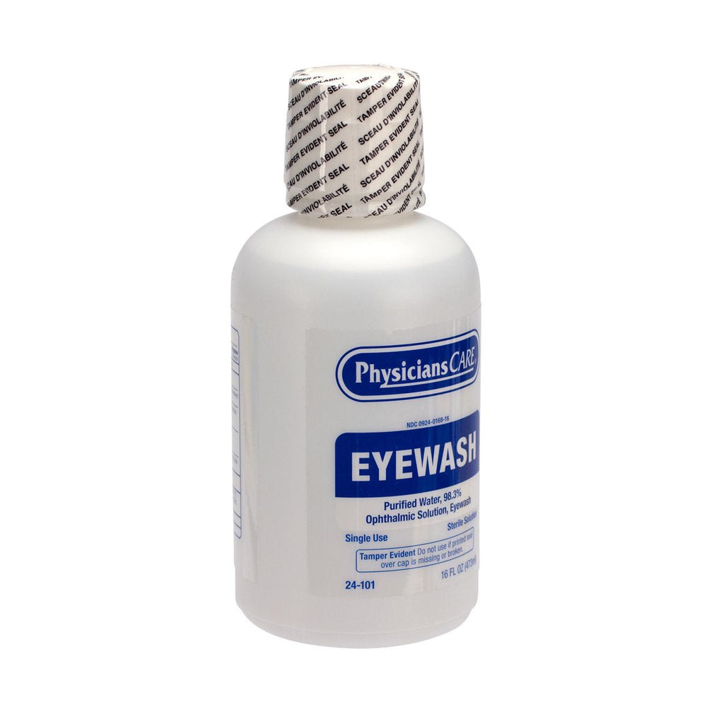 First Aid Only Eyewash Bottle, Screw Cap, 16 oz., Case of 12 bottles