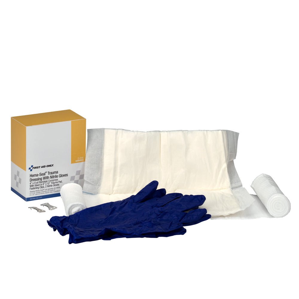 First Aid Only Hema-Seal Trauma Dressing with Nitrile Exam Gloves