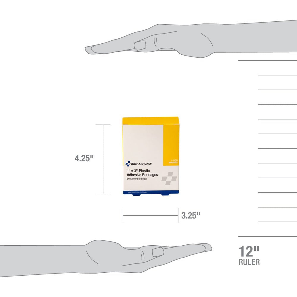 First Aid Only 1" x 3" Plastic Adhesive Bandage, 60 per Box