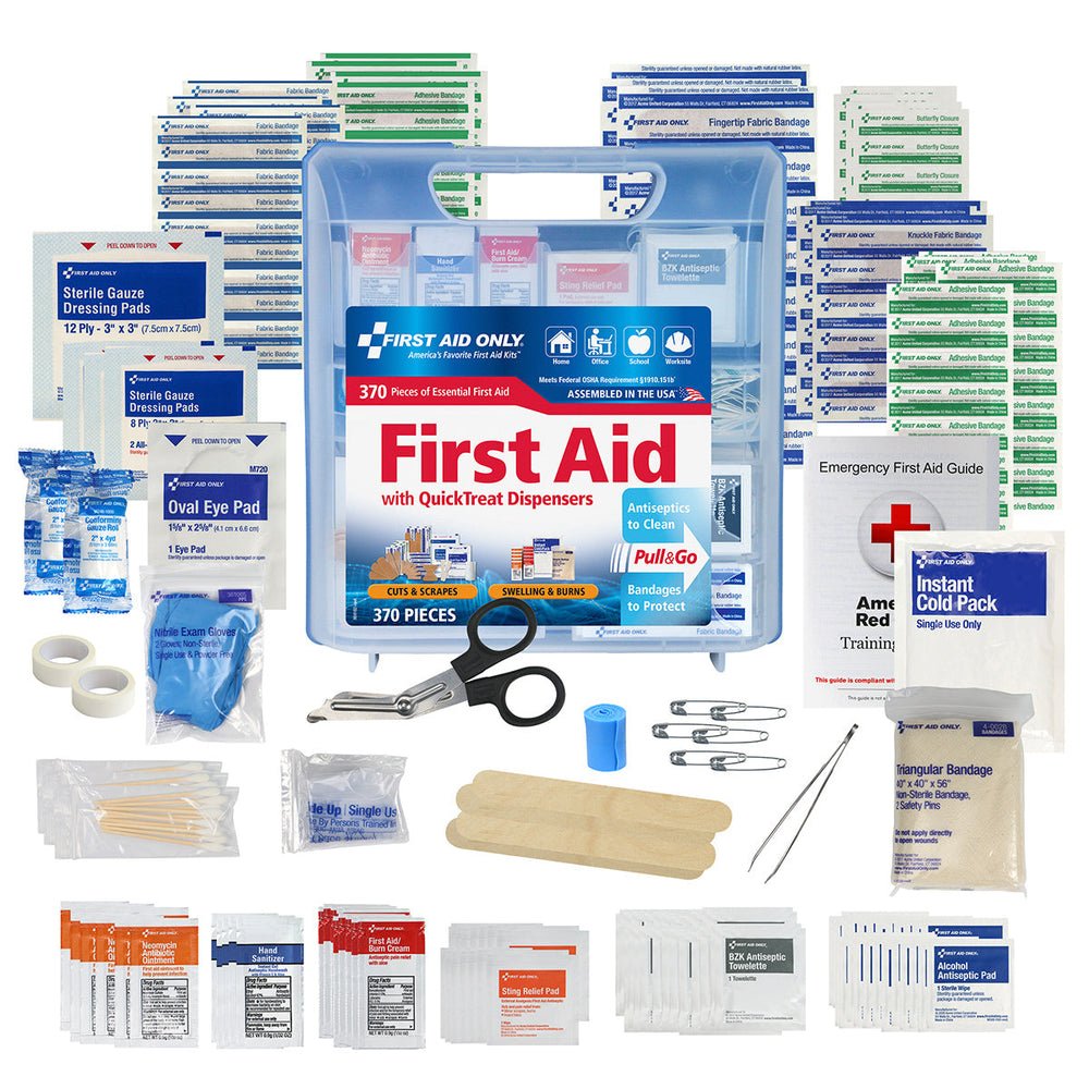 First Aid Only QuickTreat Dispenser Plastic First Aid Kit, 370 pieces
