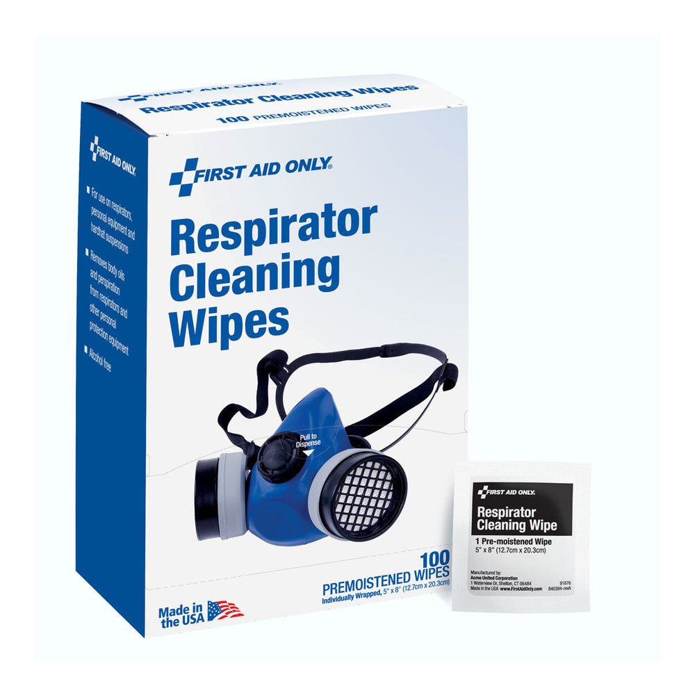First Aid Only Respirator Cleaning Wipes, 100 Count