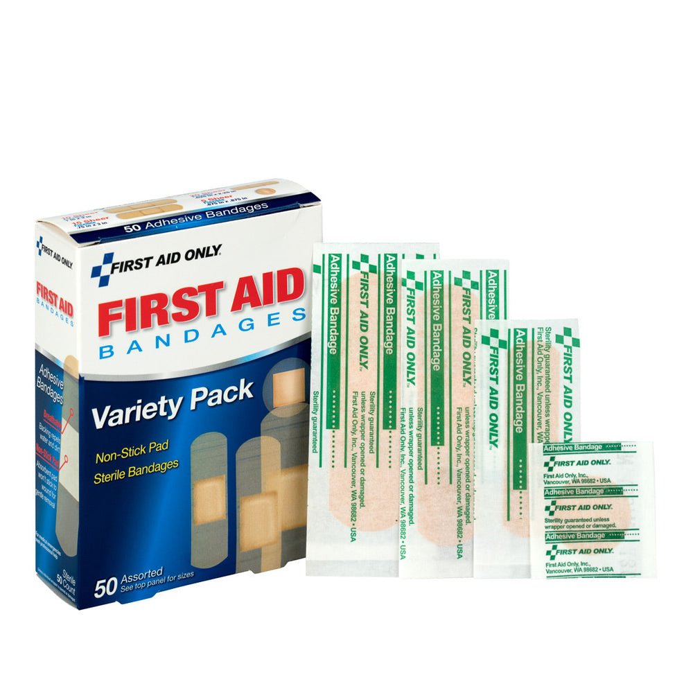 First Aid Only Sheer Strips Bandages, Assorted Sizes, Box of 50
