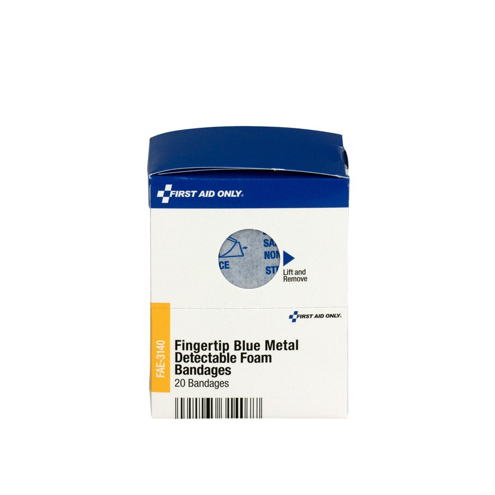 SmartCompliance Refill Fingertip Foam Blue Metal Detectable Bandages, 20 Per Box