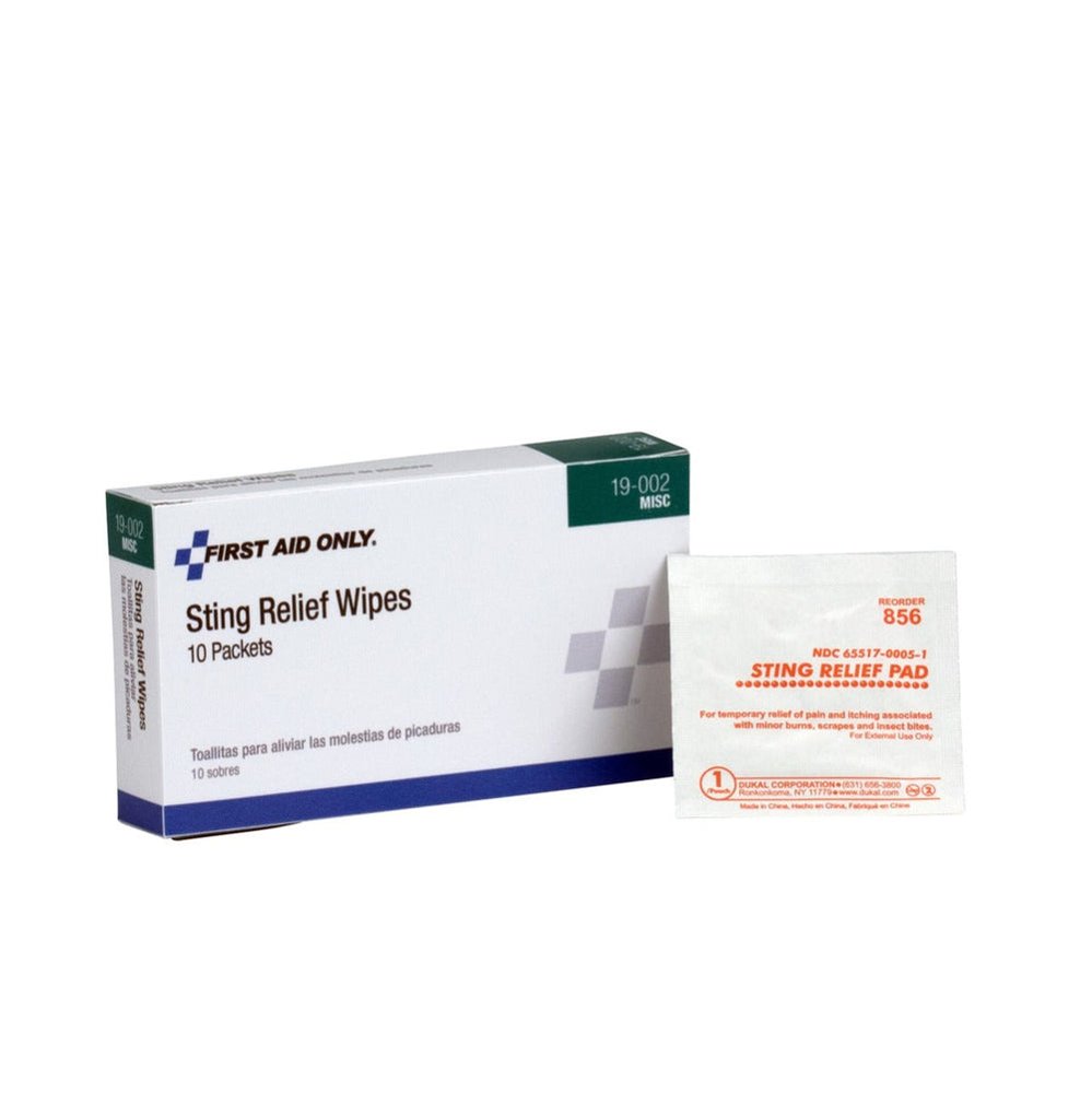 First Aid Only Sting Relief Wipes, 10 Per Box