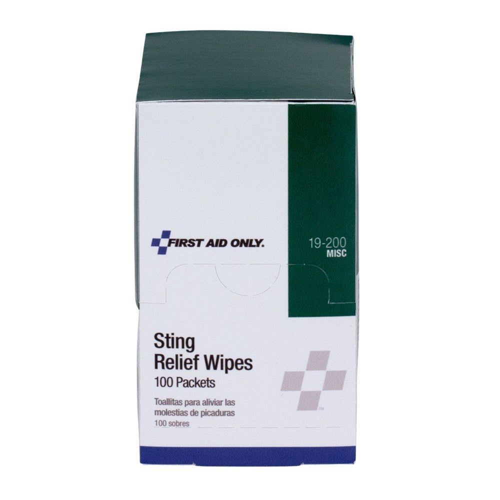 First Aid Only Sting Relief Wipes, 100 Per Box