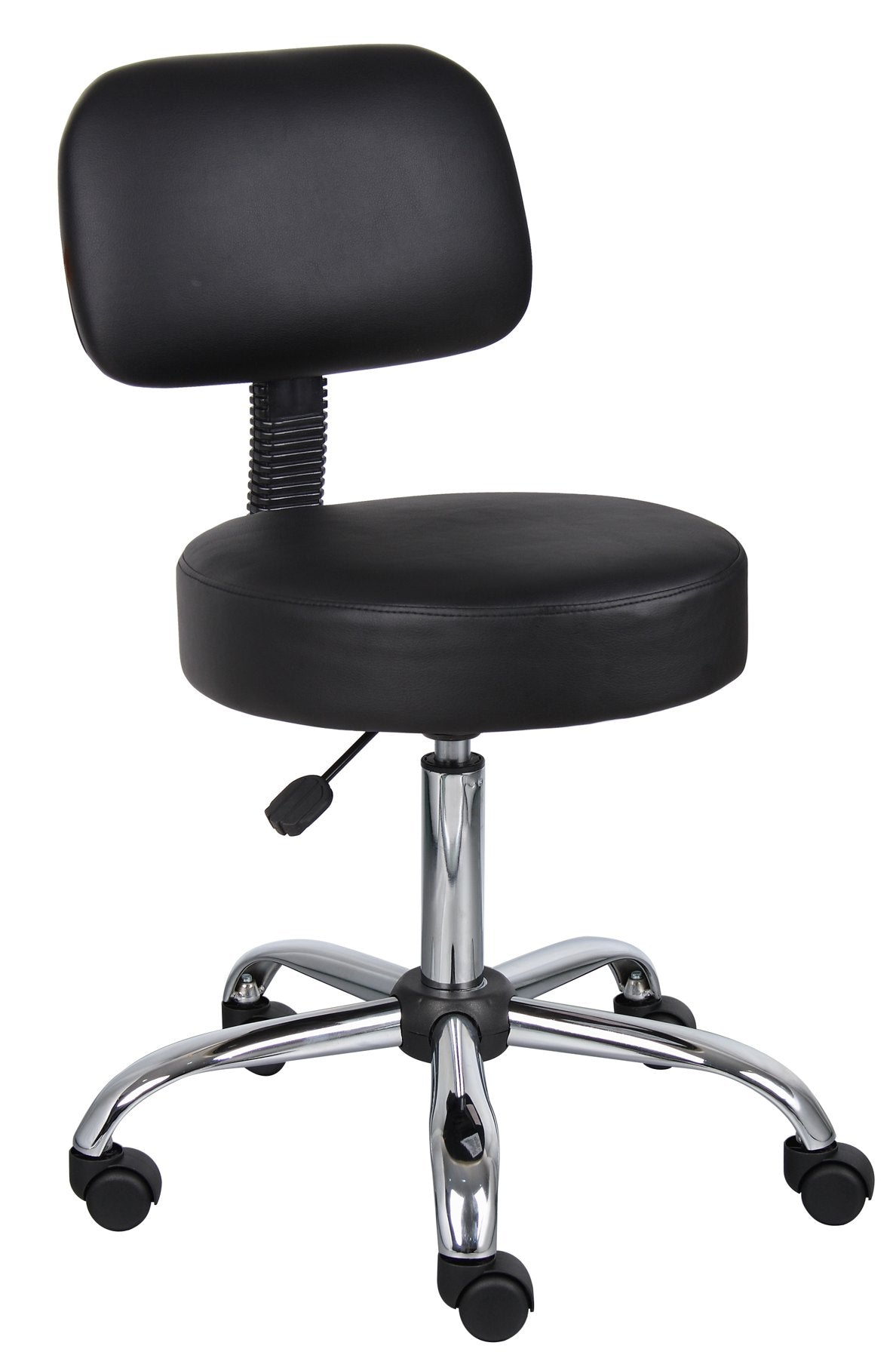 Boss Black Antimicrobial Vinyl Medical Stool W/ Back Cushion - B245-BK