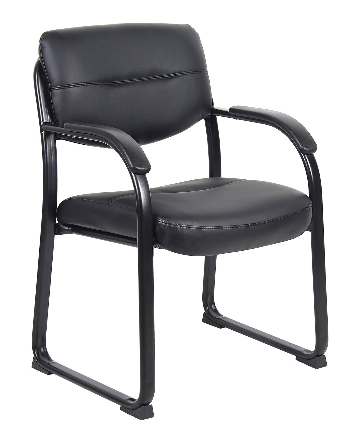 Boss Leather Sled Base Side Chair W/ Arms - B9519