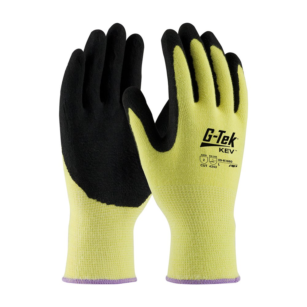 G-Tek by PIP Knit Kevlar Glove 2-DIPNITR Msurface Grip P/F L, 12 Pairs/Dozen
