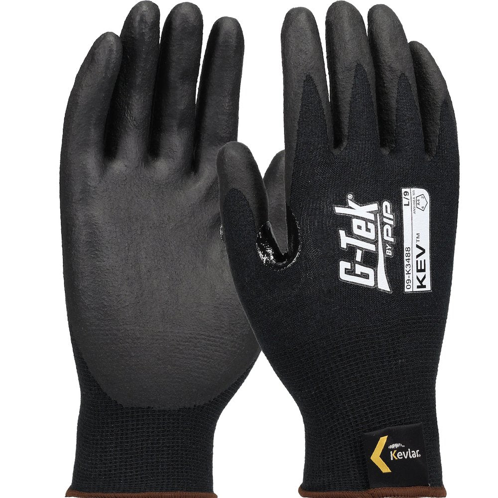 G-Tek by PIP Knit Kevlar Glove Nitr Grip PALM/FING 18G TS L, 12 Pairs/Dozen
