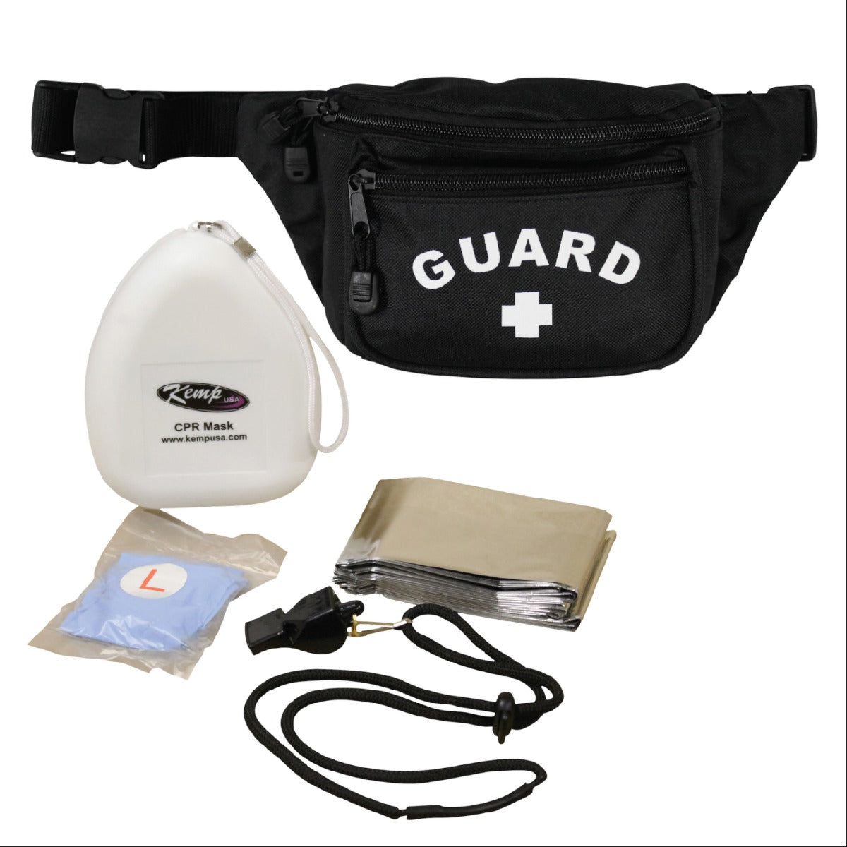 Kemp USA Hip Pack with Lifeguard Essentials Supply Pack, Black