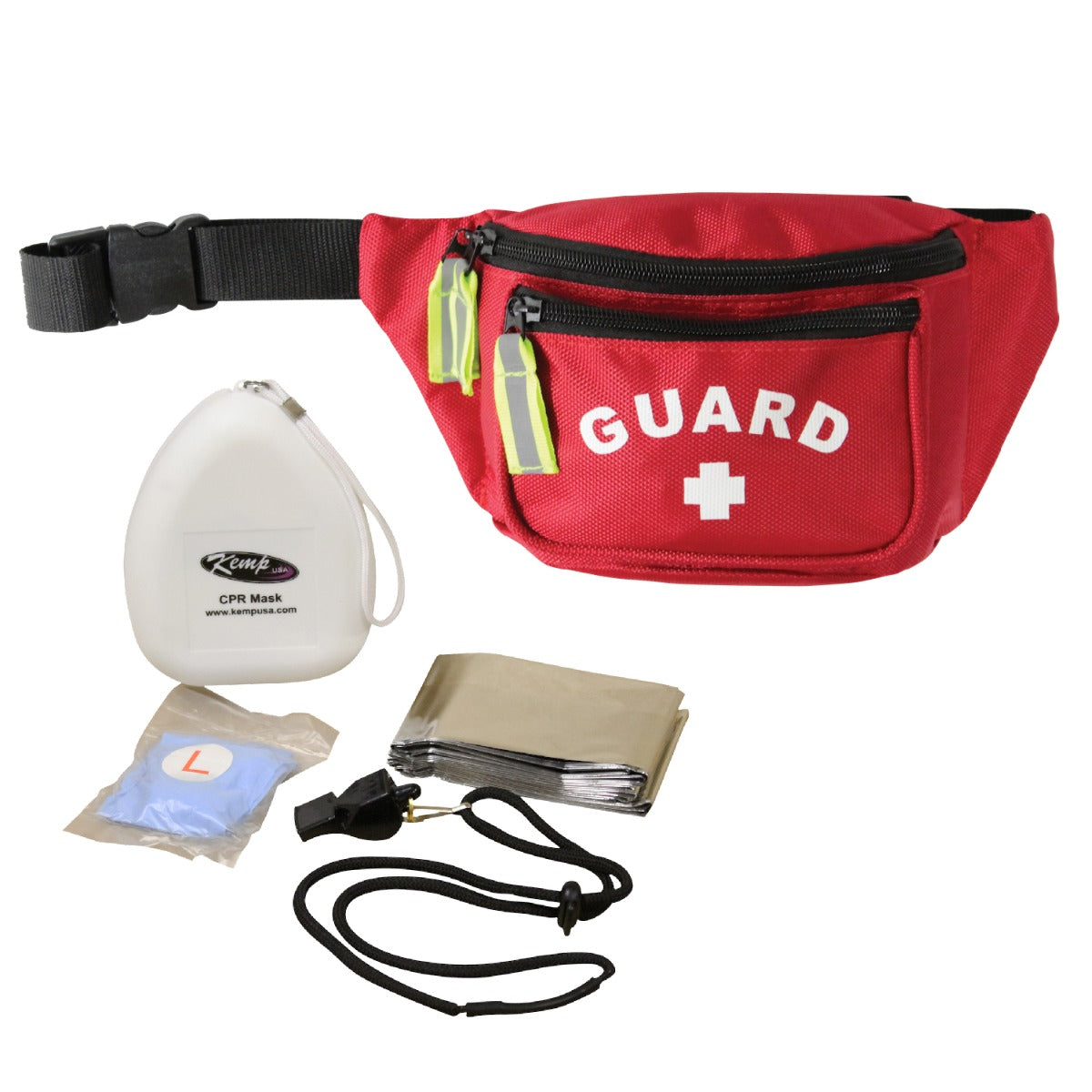 Kemp USA Premium Hip Pack with Lifeguard Essentials Supply Pack, Red