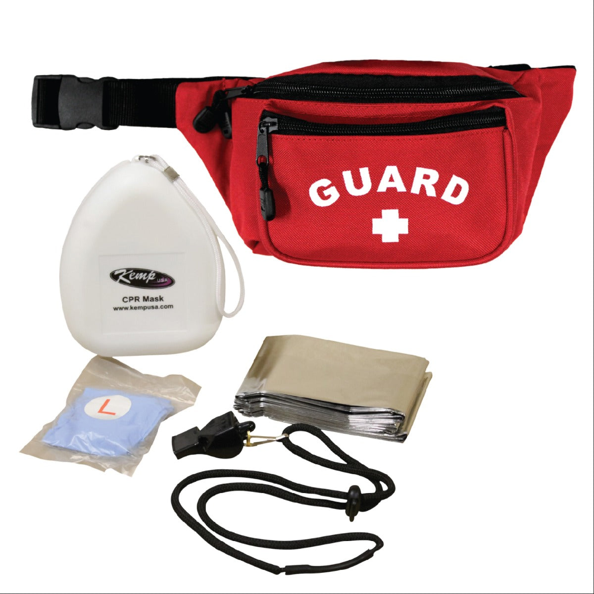 Kemp USA Hip Pack with Lifeguard Essentials Supply Pack, Red