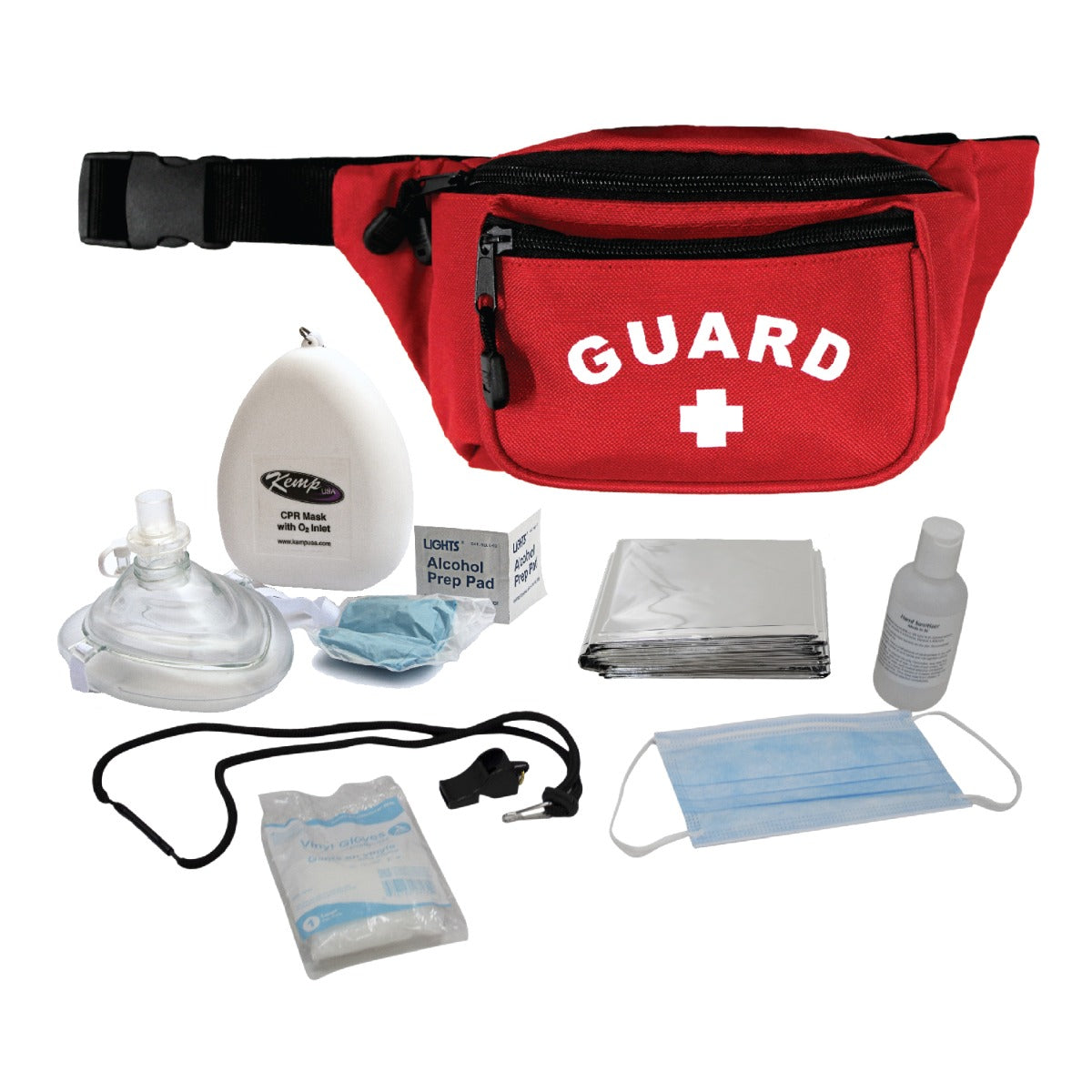 Kemp USA Hip Pack with PPE Supply Pack, Red