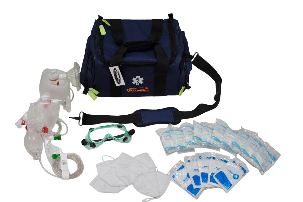 Kemp USA Maxi Trauma Bag with PPE Supply Pack, Navy