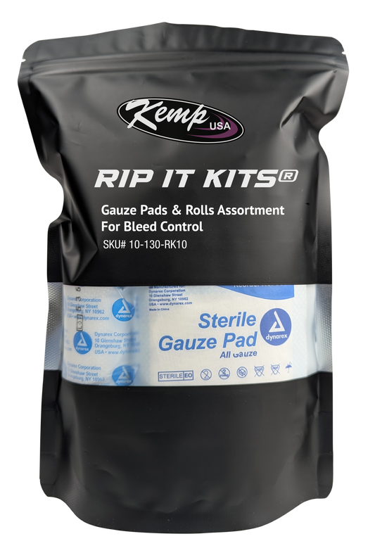 Kemp USA Rip It Kits®, Gauze Pads & Rolls Assortment For Bleed Control, Sterile