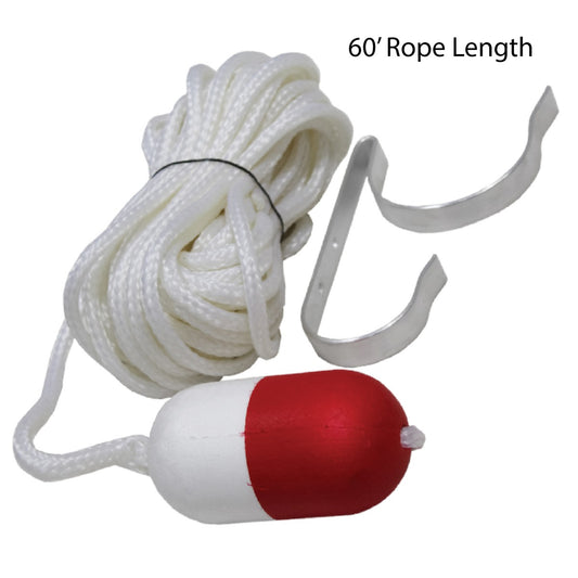 Kemp USA 60' Throw Rope with Float & Ring Buoy Holder