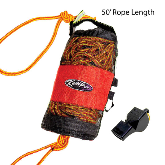 Kemp USA Throw Bag w/ 50' of 3/8" Rescue Rope & Bengal Safety Whistle (2,400 LBS Breaking Load)