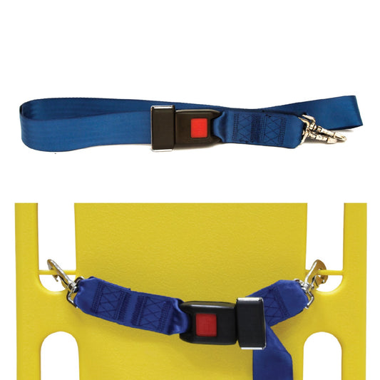 Kemp USA Two Piece Spineboard Strap with Metal Seat Belt Buckle, Royal Blue