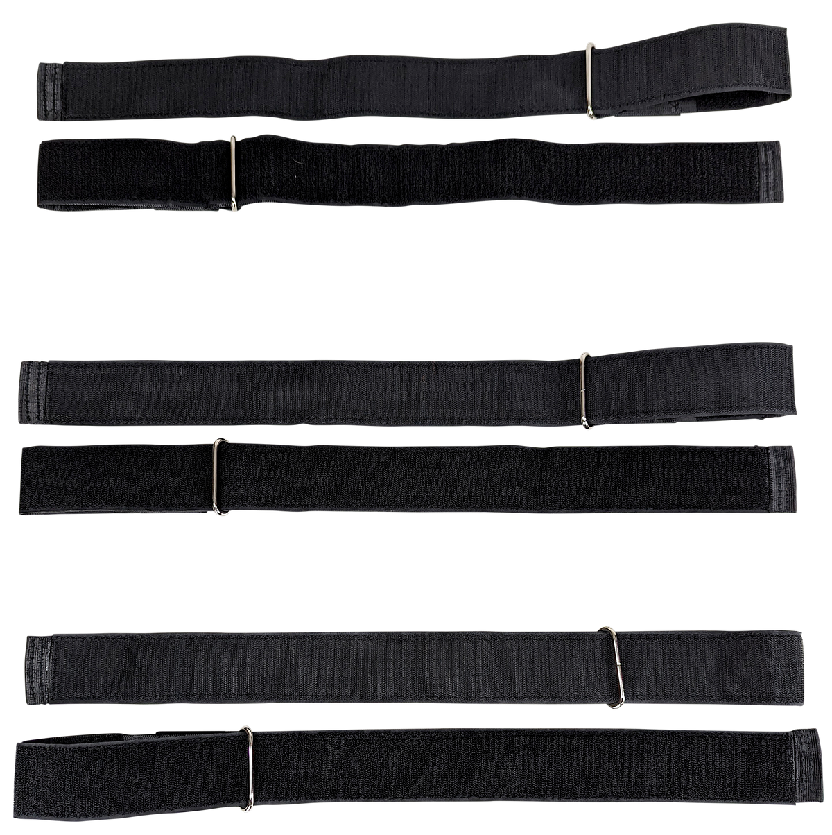 Kemp USA Premium Hook & Loop Spineboard Straps with Metal Ends, Black (Set of 3)