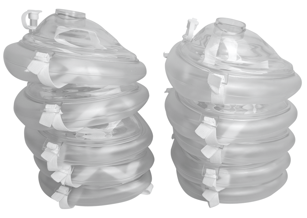 Kemp USA CPR Training Mask Kit with CPR Mask Cuffs & Training Valves (10 Sets)