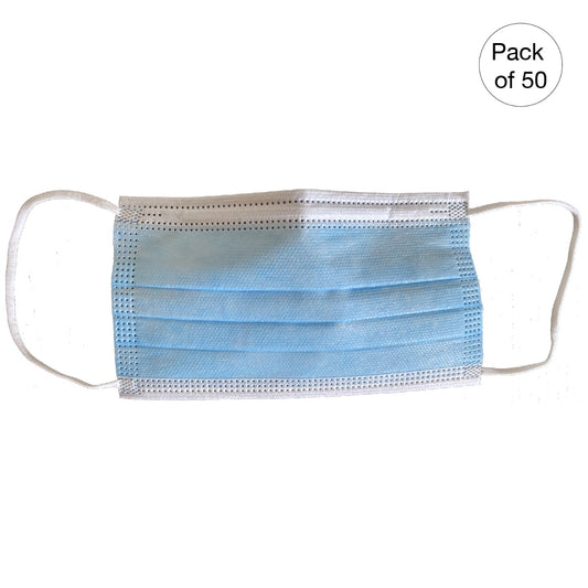 Kemp USA Blue Disposable Face Masks, Non-Medical, 3-Ply (Pack of 50)