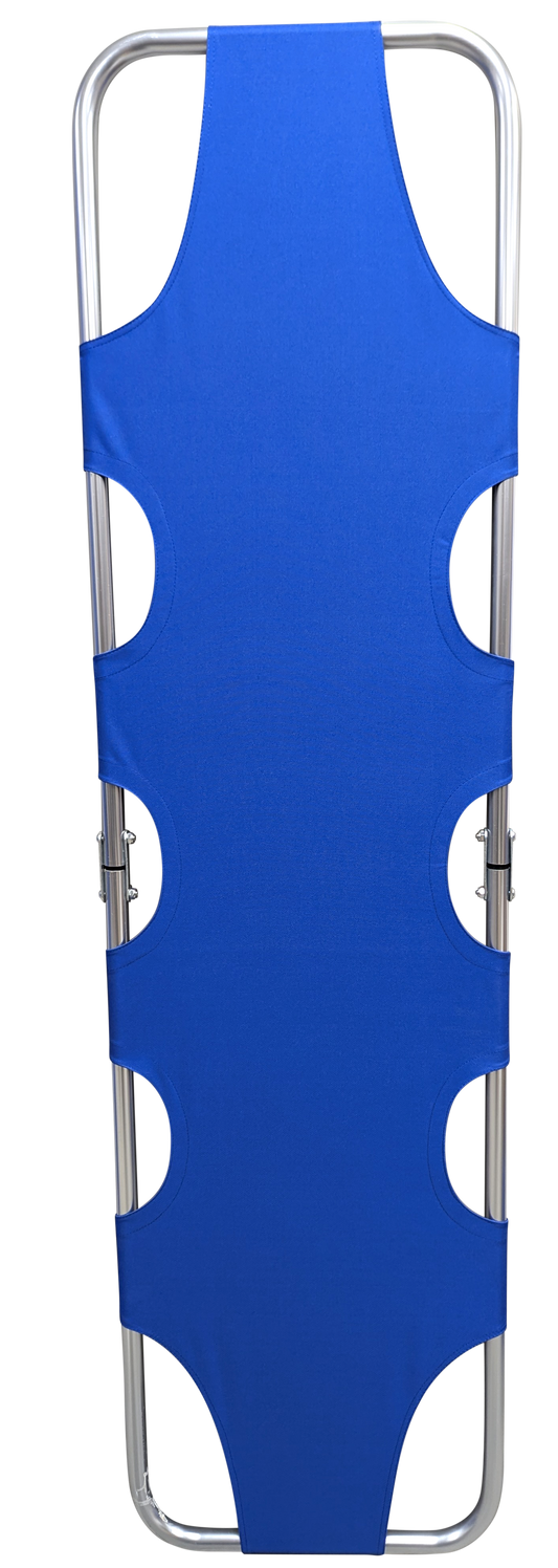 Kemp USA Flat Folding Lightweight Stretcher, Blue Oxford Weave Fabric