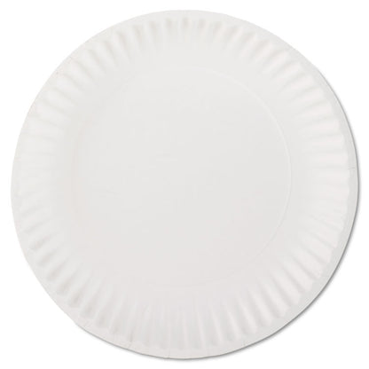 White Paper Plates, 9" dia, 100/Pack, 10 Packs/Carton
