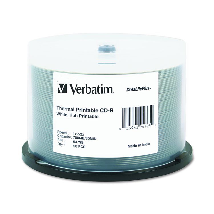CD-R DataLifePlus Printable Recordable Disc, 700 MB/80 min, 52x, Spindle, White, 50/Pack