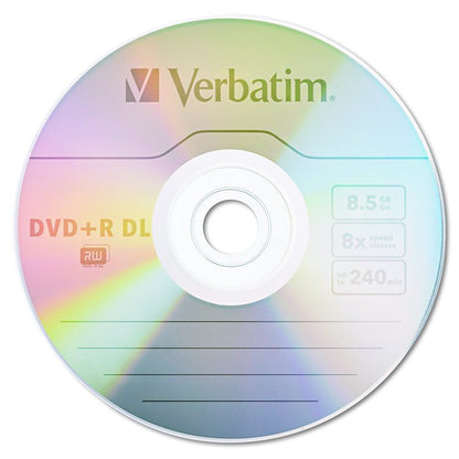 DVD+R Dual-Layer Recordable Disc, 8.5 GB, 8x, Jewel Case, Silver, 5/Pack
