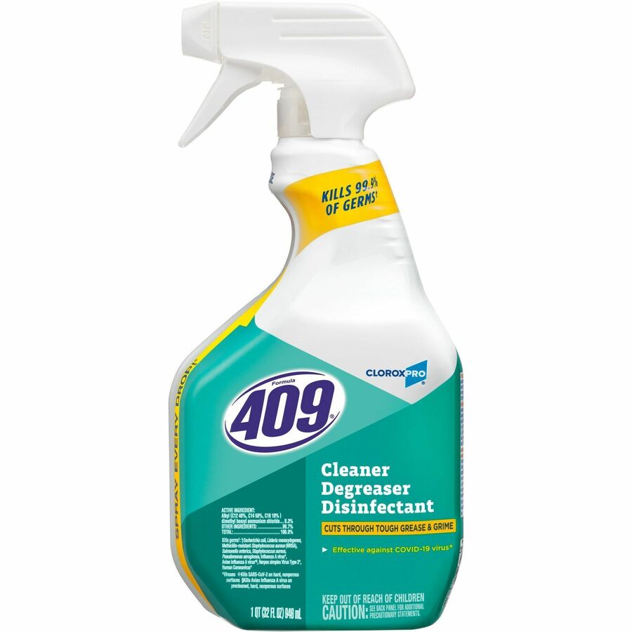 CloroxPro™, Formula 409&reg, Formula 409 Cleaner Degreaser Disinfectant - For Nonporous Surface, Floor, Wall, Blinds, Tool, Hard Surface - Spray - 32 fl oz (1 quart) - Recommended For: Soil Remover, Grease Remover, Soap Scum Remover, Soil Remover...