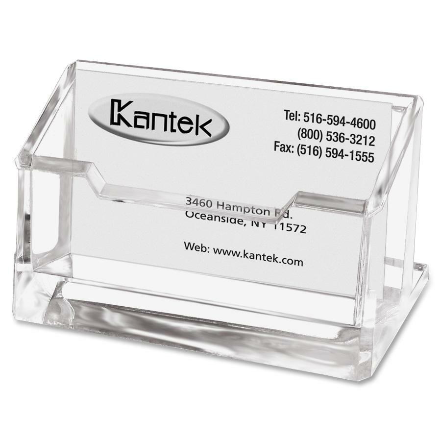Kantek Business Card Holder - 2" Height x 4" Width x 1.9" Depth - Acrylic - Clear - 1 Each