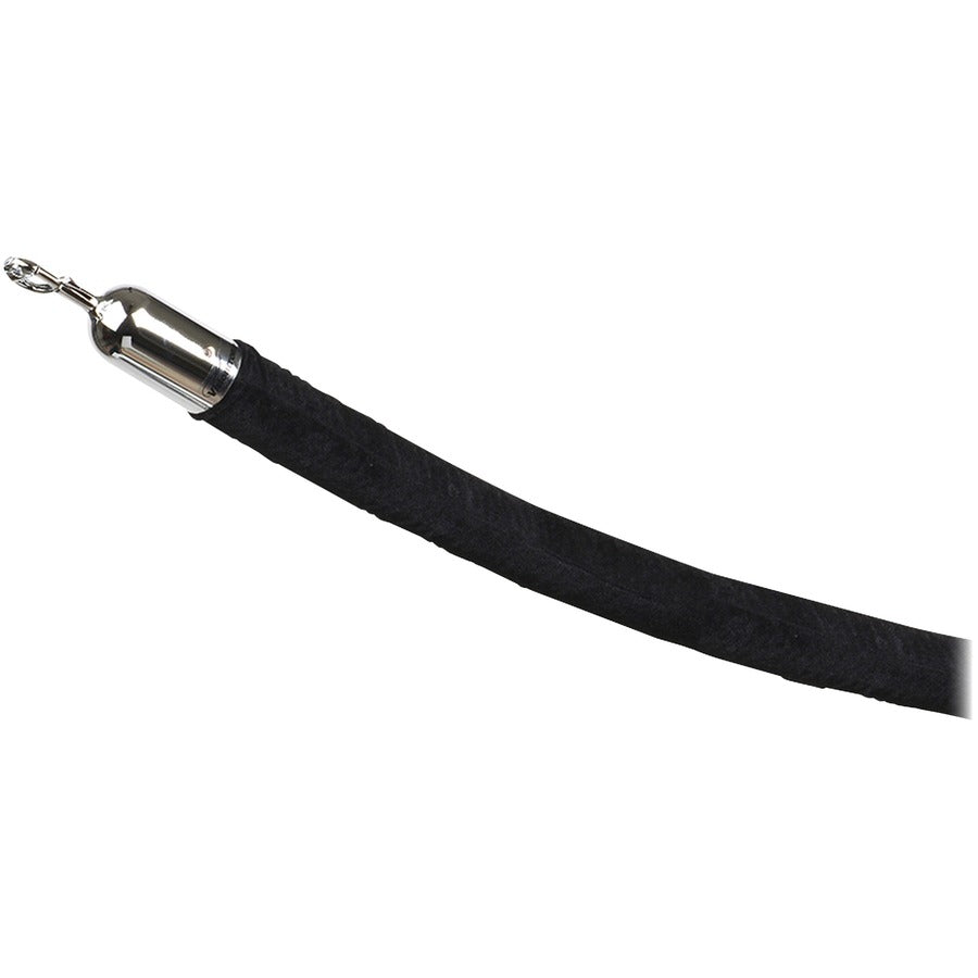 Tatco Velour Rope for Stanchion - Chrome Plated Post - 72" Black Rope Attachment - Black - 1 Each
