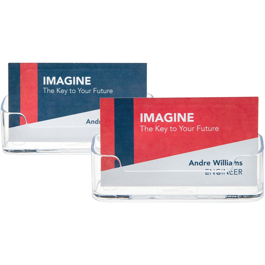 Deflecto Business Card Holders - 1.8" Height x 3.9" Width x 1.4" Depth - Plastic - Clear - 2 / Pack