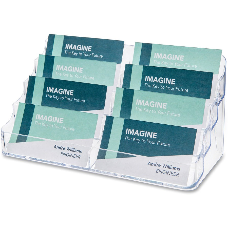 Deflecto Business Card Holder - 0.4" Height x 7.9" Width x 3.5" Depth - Acrylic - Clear - 1 Each