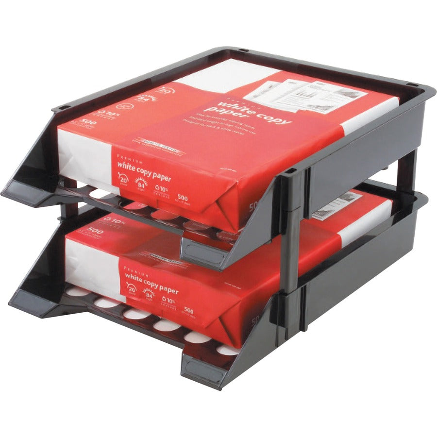 Deflecto SuperTray Countertop Tray - 2 Tier(s) - 2.63" Height x 11.13" Width x 15" Depth - Desktop - Break Resistant - Black - Plastic - 1 Each