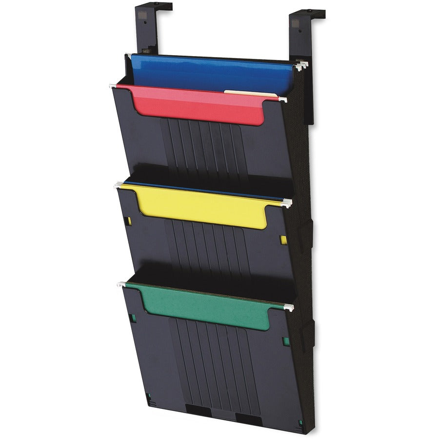 Deflecto Partition Pocket System - 3 Pocket(s) - 25" Height x 12.62" Width x 3.87" Depth - Black - 3 / Set