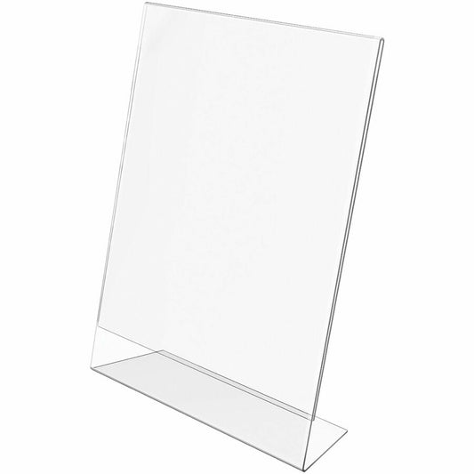 Deflecto Classic Image Slanted Sign Holder - 8.5" Width x 11" Height x 2.6" Depth - Rectangular Shape - Side-loading, Self-standing - Indoor, Outdoor - Plastic - Clear - 1 Each