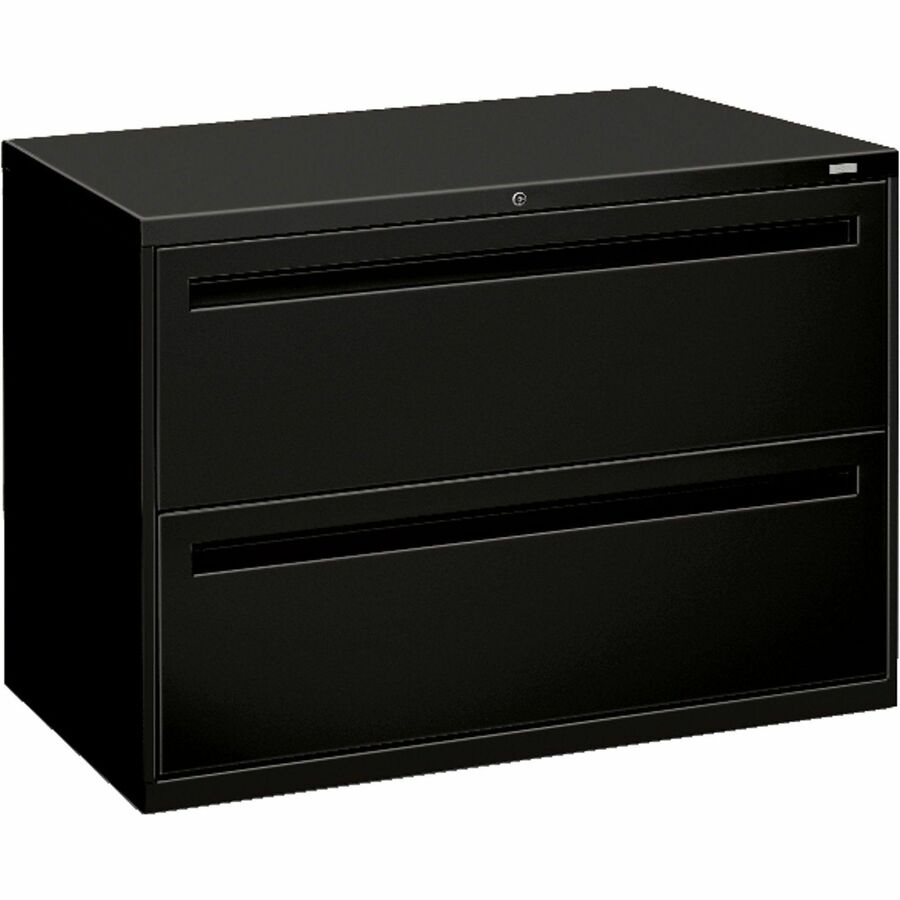 HON Brigade 700 Series 2-Drawer Lateral - 42" Width x 18" Depth x 28" Height - 2 x Drawer(s) for File - A4, Legal, Letter - Lateral - Interlocking, Leveling Glide, Ball-bearing Suspension - Black - Steel