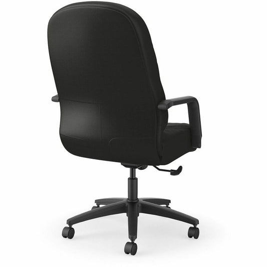 HON Pillow-Soft Executive Chair - Black Seat Color - Leather Seat Material - Fiber Back Material - Black Frame Color - Steel Frame Material - 5-star Base - Black - 1 Each