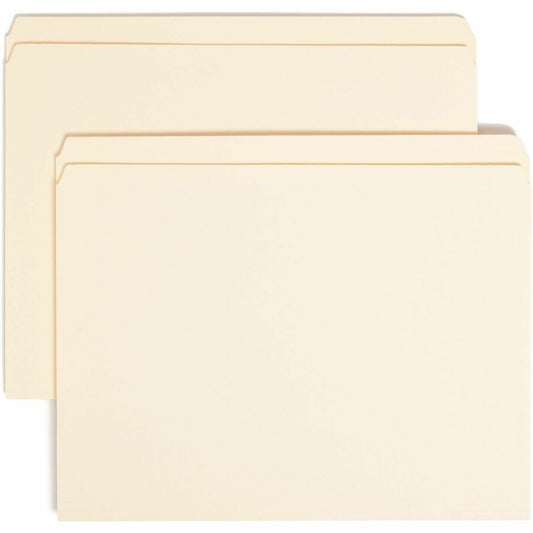 Smead Straight Tab Cut Letter Top Tab File Folder - 8 1/2" x 11" - 3/4" Expansion - 11 pt. - 2 Plys - Manila - Rounded Corner, Durable, Reinforced Tab - 10% Recycled - 100 / Box
