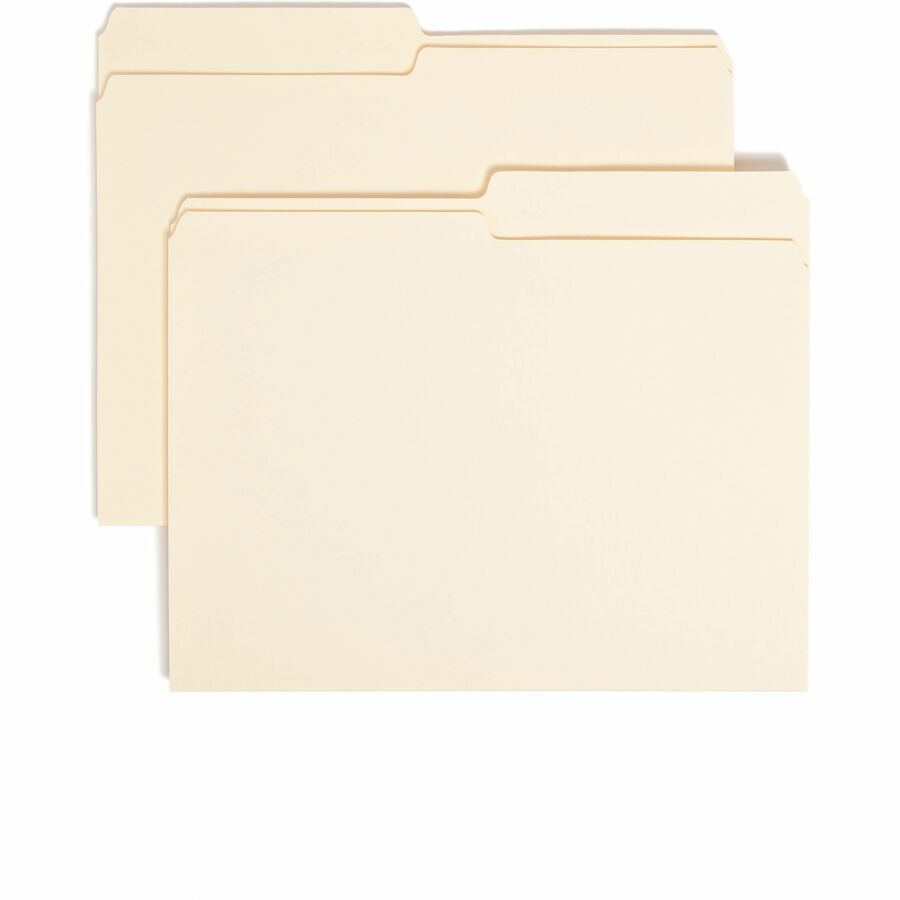 Smead 1/2 Tab Cut Letter Top Tab File Folder - 8 1/2" x 11" - 3/4" Expansion - Top Tab Location - Assorted Tab Position - 11 pt. - 1 Plys - Manila - 10% Recycled - 100 / Box