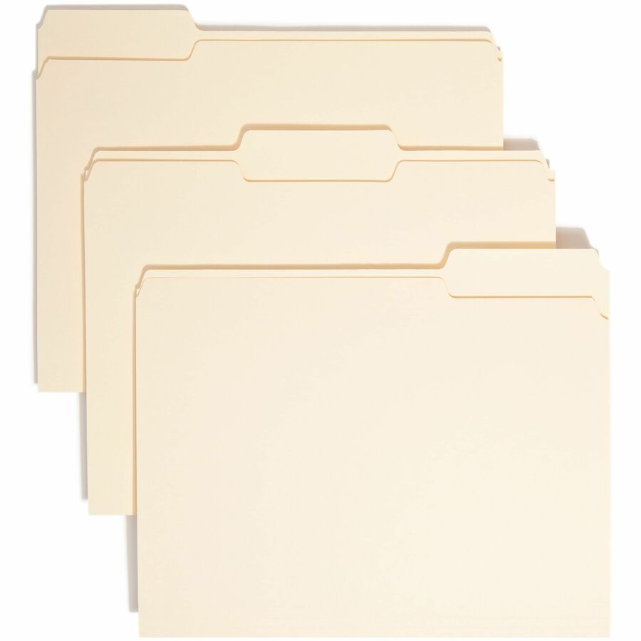 Smead 1/3 Tab Cut Letter Top Tab File Folder - 8 1/2" x 11" - 3/4" Expansion - Top Tab Location - Assorted Tab Position - 11 pt. - 1 Plys - Manila - Tab - 10% Recycled - 100 / Box