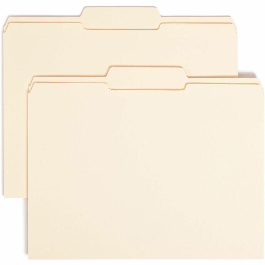 Smead 1/3 Tab Cut Letter Top Tab File Folder - 8 1/2" x 11" - 3/4" Expansion - Top Tab Location - Center Tab Position - 11 pt. - 2 Plys - Manila - Reinforced, Durable, Reinforced Tab, Rounded Corner - 10% Recycled - 100 / Box