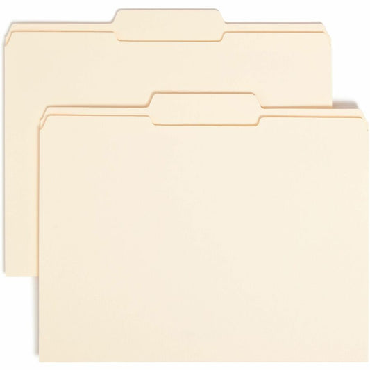 Smead 1/3 Tab Cut Letter Top Tab File Folder - 8 1/2" x 11" - 3/4" Expansion - Top Tab Location - Center Tab Position - 11 pt. - 2 Plys - Manila - Reinforced, Durable, Reinforced Tab, Rounded Corner - 10% Recycled - 100 / Box